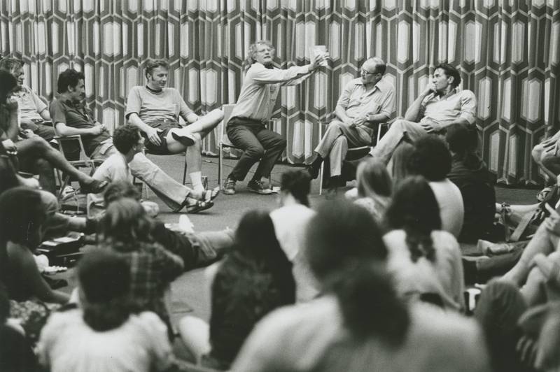 Poet Robert Bly instructing Thomas Jefferson College fine arts class